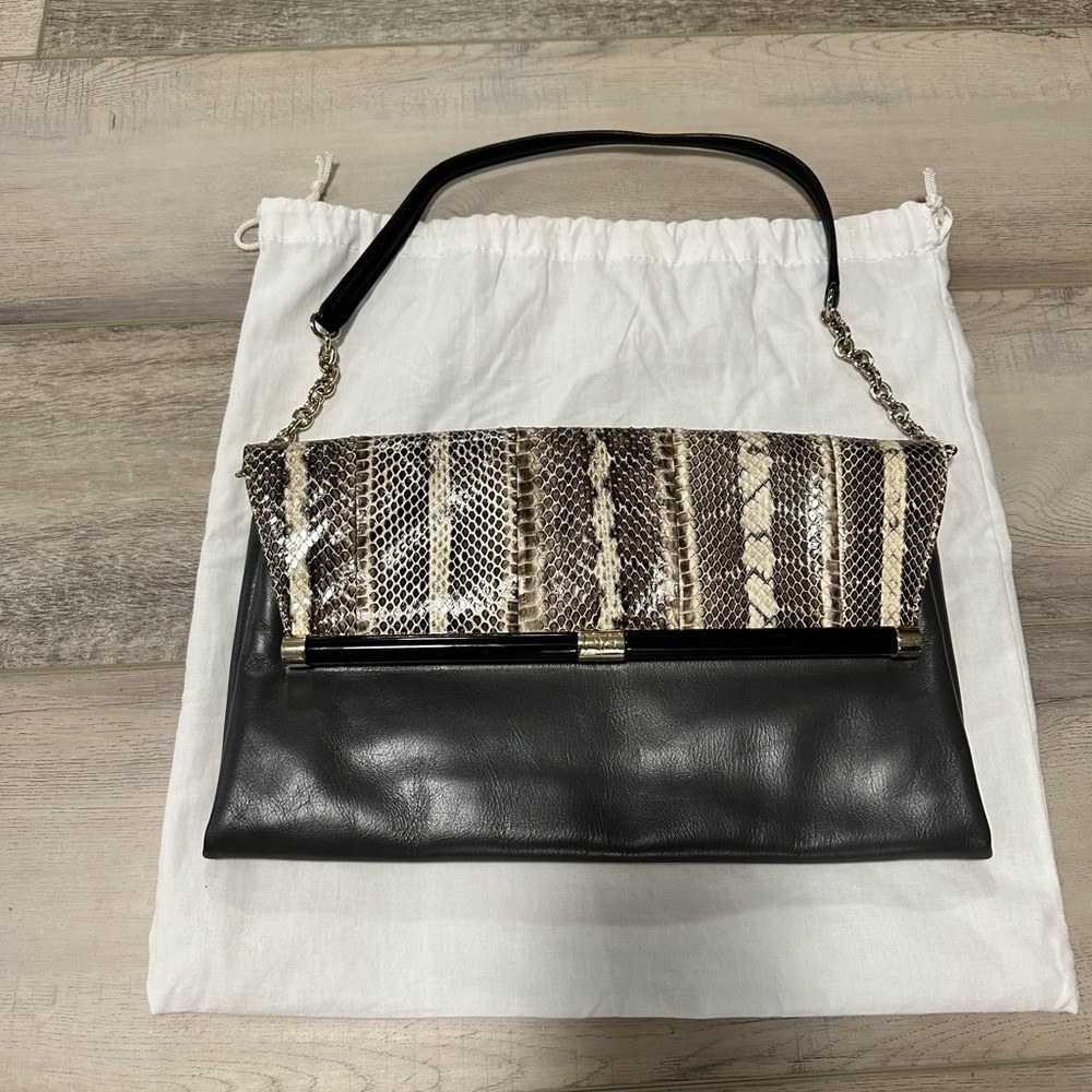 Diane Von Furstenberg Black and Snake Pattern Shoulder Bag